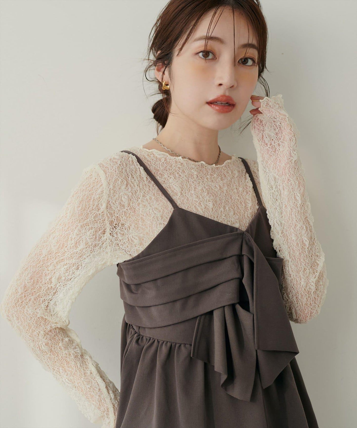 【套裝促銷】【PalClo限定】蝴蝶結吊帶背心&蕾絲波浪邊T恤套裝