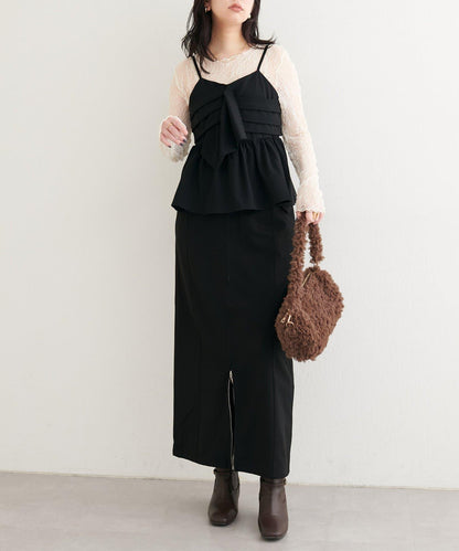 【套裝促銷】【PalClo限定】蝴蝶結吊帶背心&蕾絲波浪邊T恤套裝