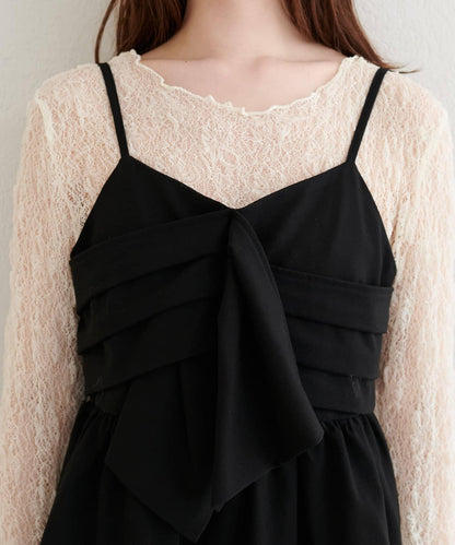 【套裝促銷】【PalClo限定】蝴蝶結吊帶背心&蕾絲波浪邊T恤套裝