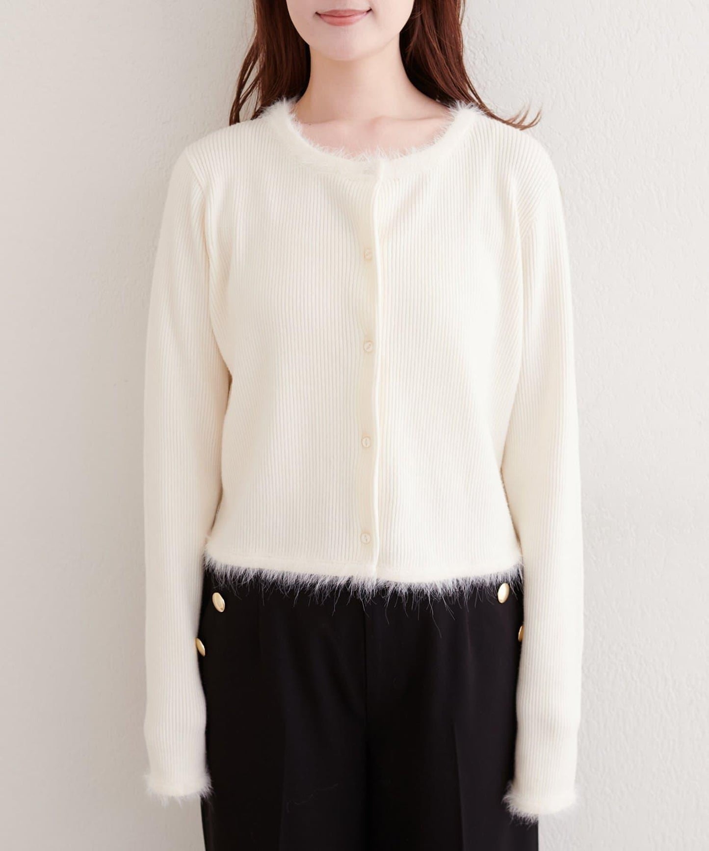 針織拼接羽毛開衫