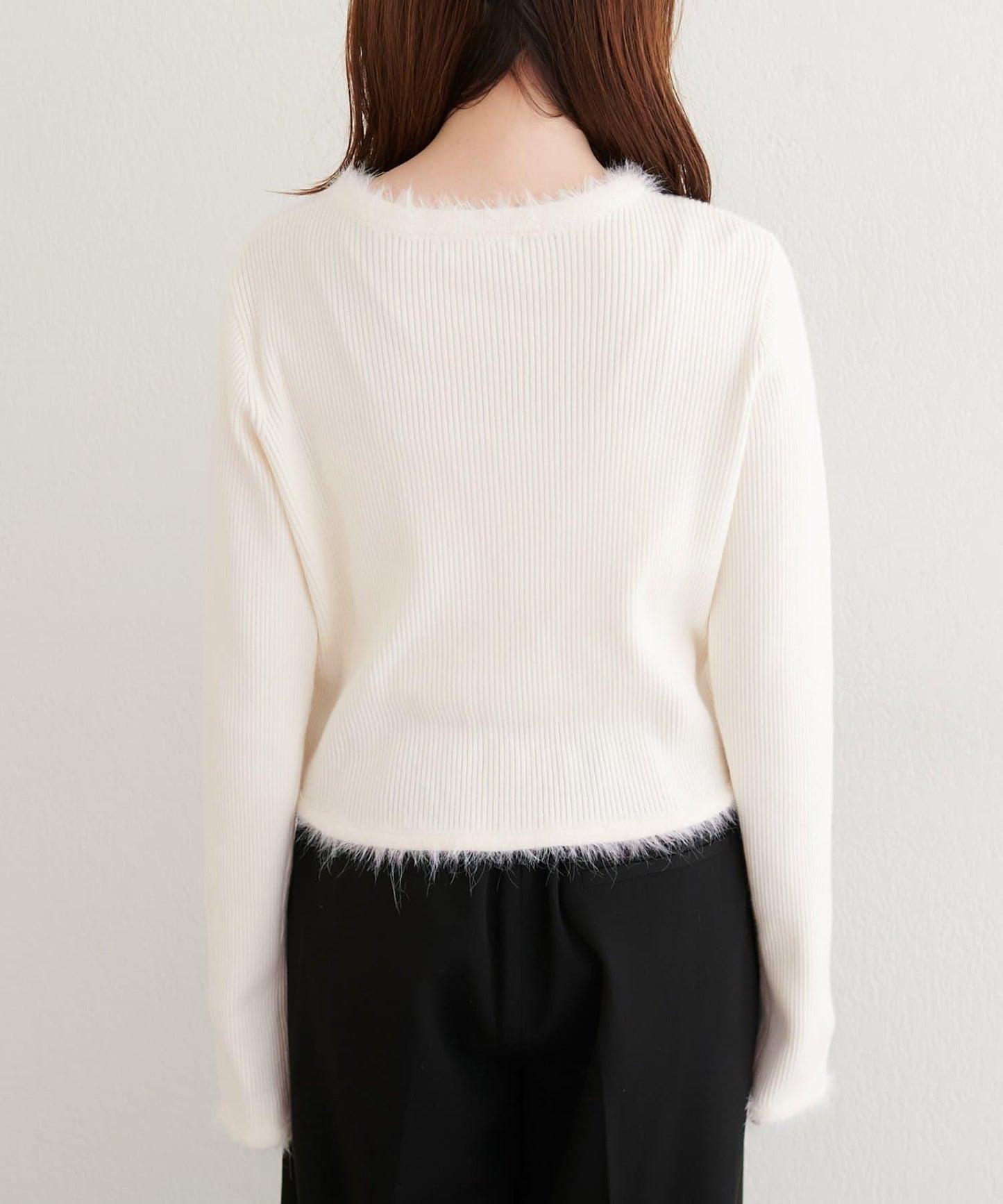 針織拼接羽毛開衫