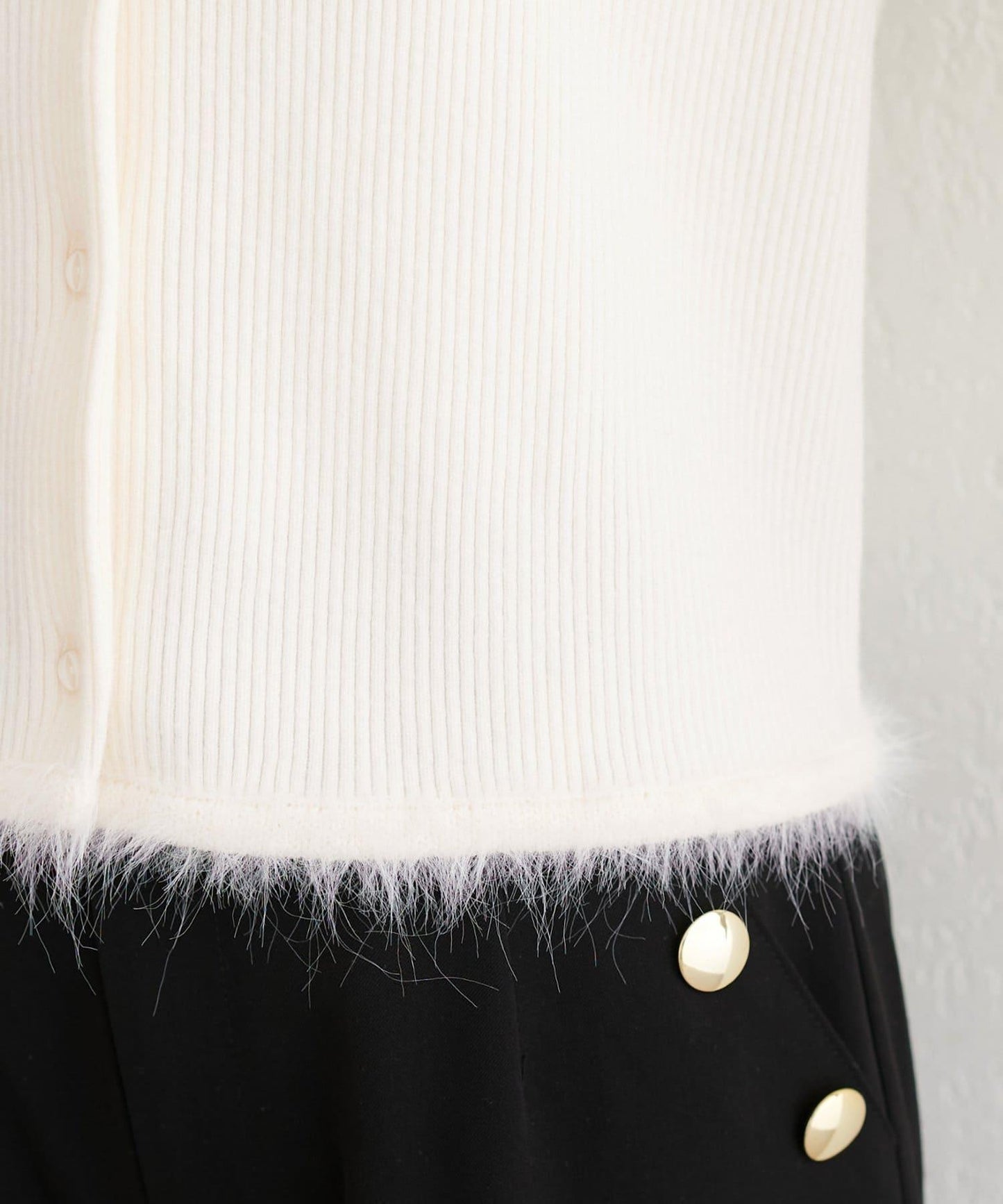 針織拼接羽毛開衫