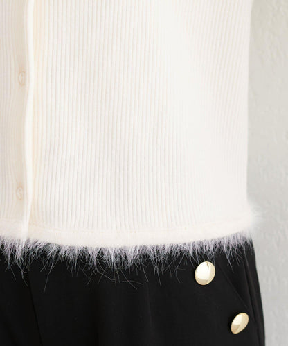 針織拼接羽毛開衫