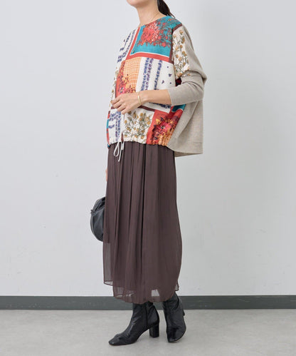 圍巾拼接印花針織衫