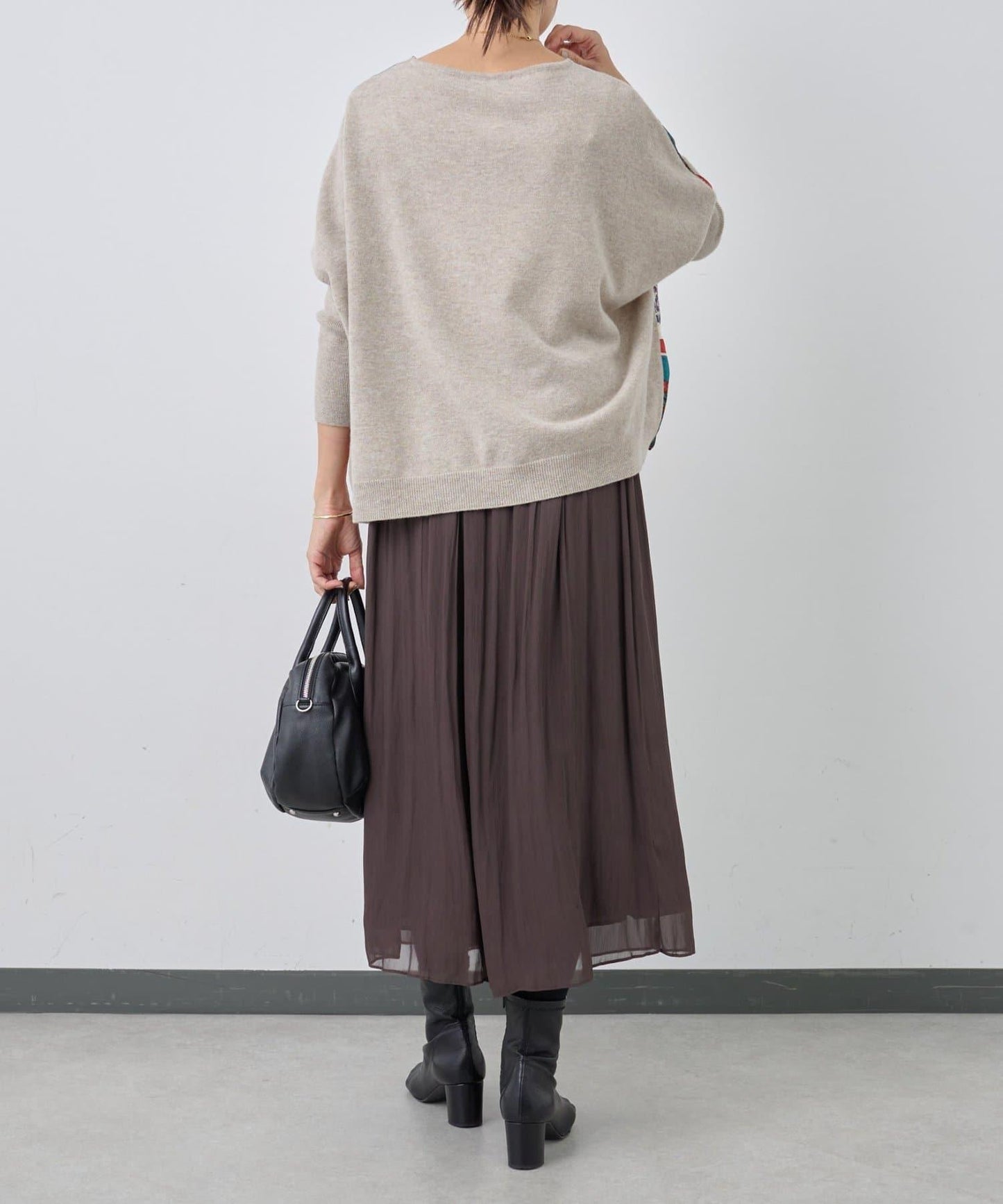 圍巾拼接印花針織衫