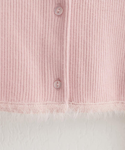 針織拼接羽毛開衫