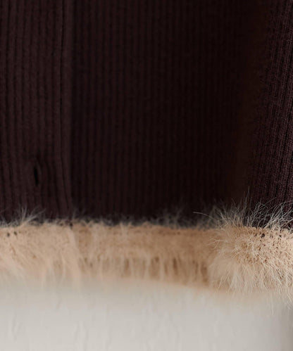 針織拼接羽毛開衫