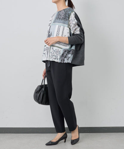 圍巾拼接印花針織衫