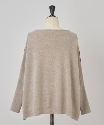 圍巾拼接印花針織衫