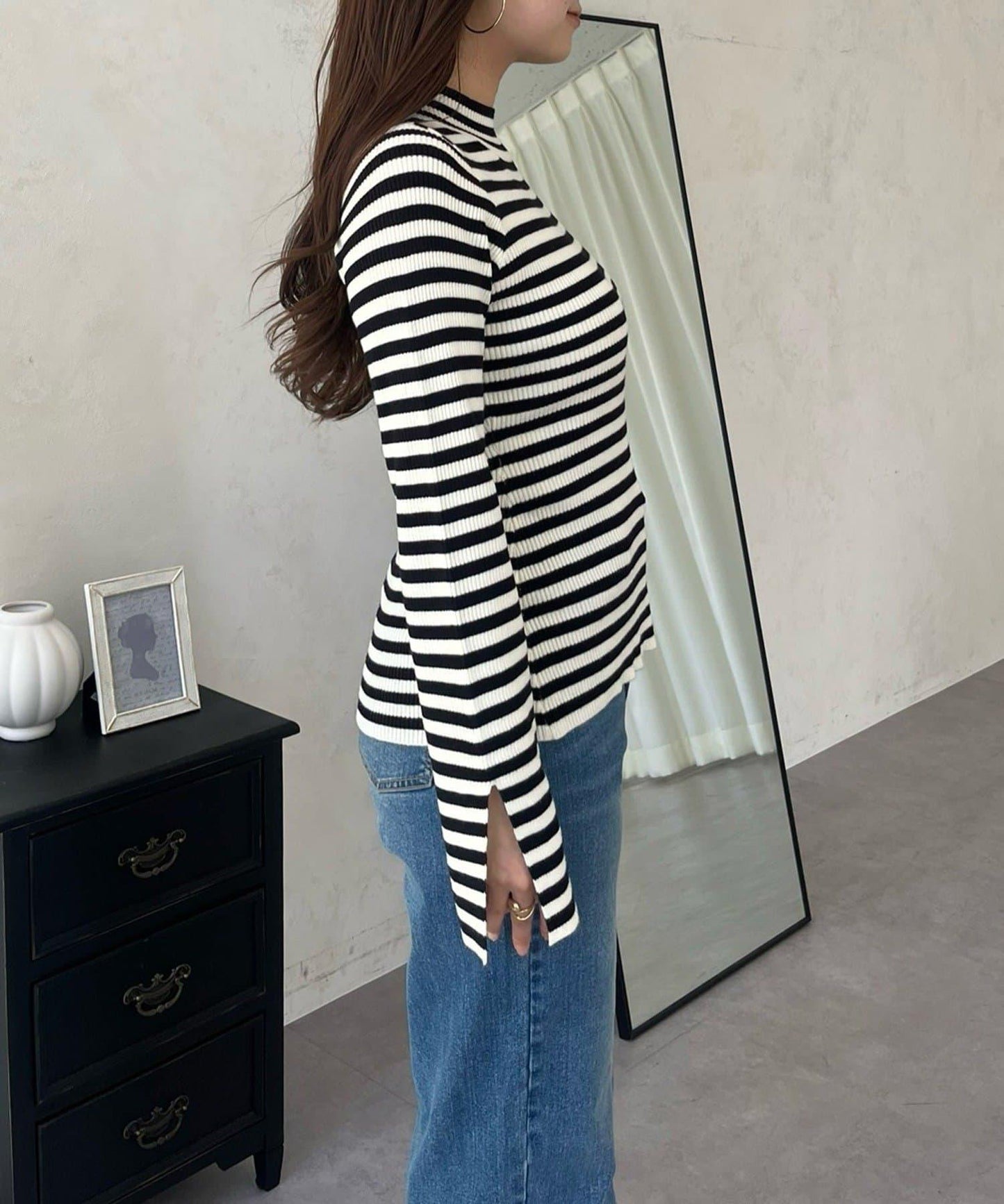 高領羅紋針織上衣