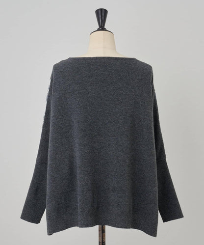 圍巾拼接印花針織衫