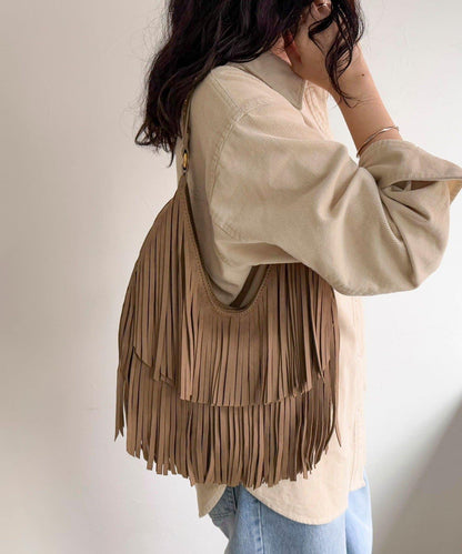 麂皮流蘇圓形包