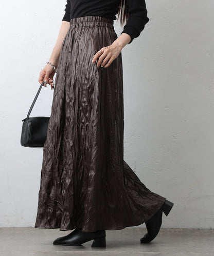 仿皮褶皺半身裙