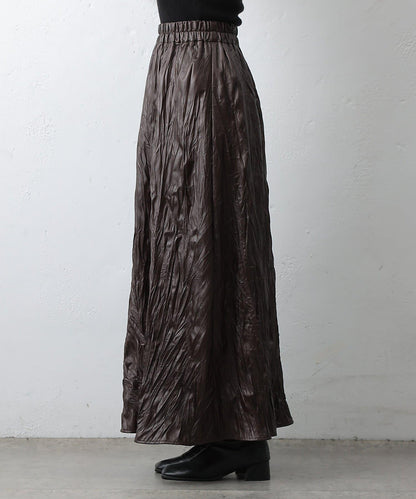 仿皮褶皺半身裙