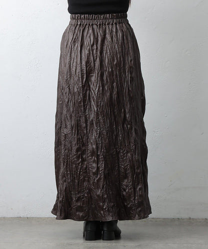 仿皮褶皺半身裙