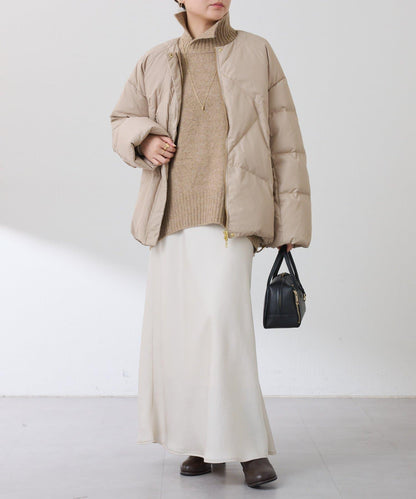 【輕量外套】輕質壓花無領羽絨服