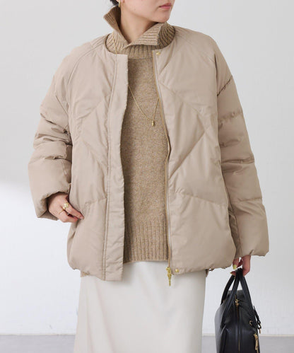 【輕量外套】輕質壓花無領羽絨服