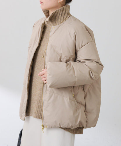 【輕量外套】輕質壓花無領羽絨服