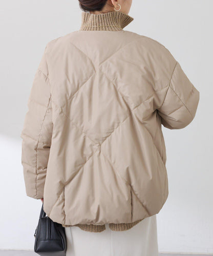 【輕量外套】輕質壓花無領羽絨服