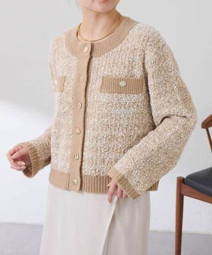 【可水洗針織】仿粗花呢針織夾克