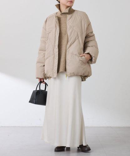 【輕量外套】輕質壓花無領羽絨服