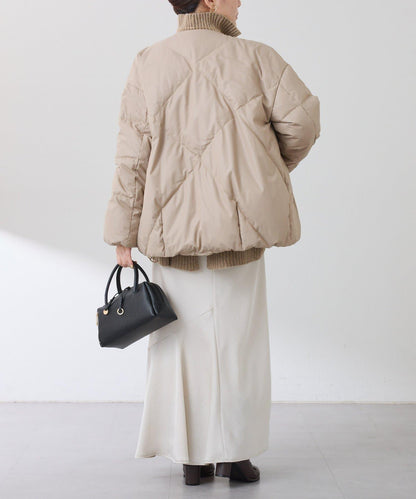 【輕量外套】輕質壓花無領羽絨服