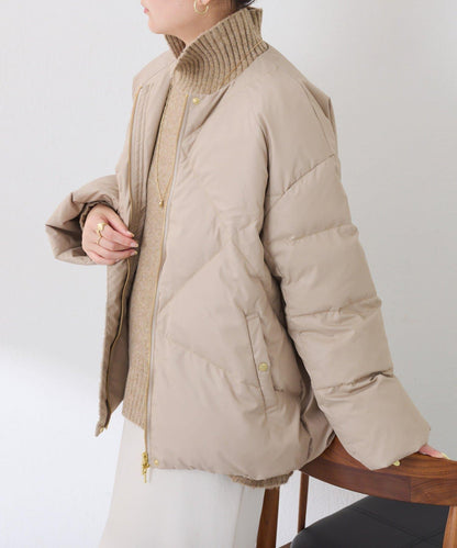 【輕量外套】輕質壓花無領羽絨服