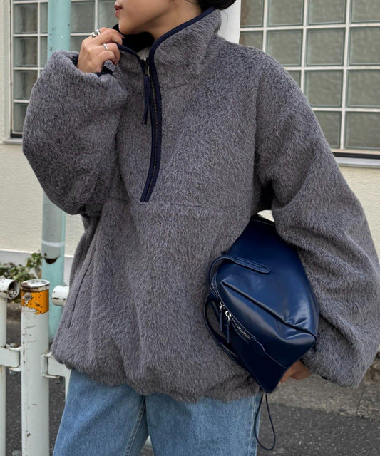 【willow】可雙面穿長絨尼龍套頭衫