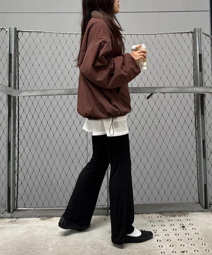 【willow】可雙面穿長絨尼龍套頭衫