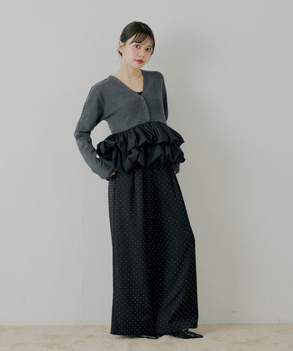 【SALON by Chico】荷葉邊拼接長款上衣