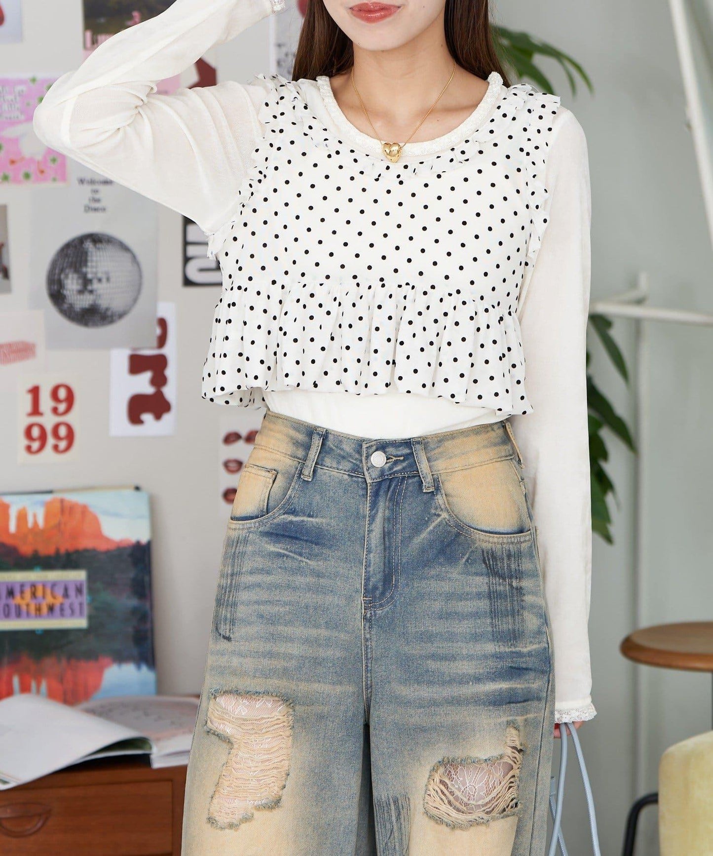 【Ciaopanic】套裝單品帶網紗吊帶背心T恤