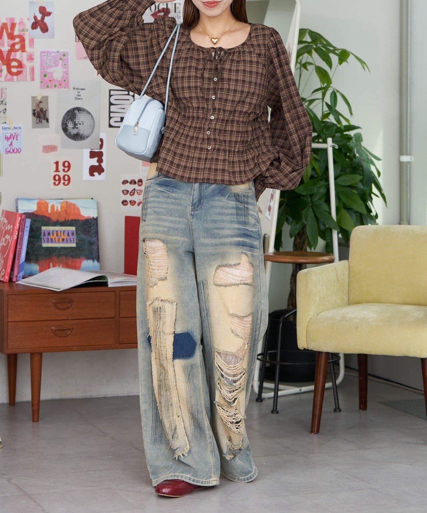 【Ciaopanic】格紋蝴蝶結襯衫