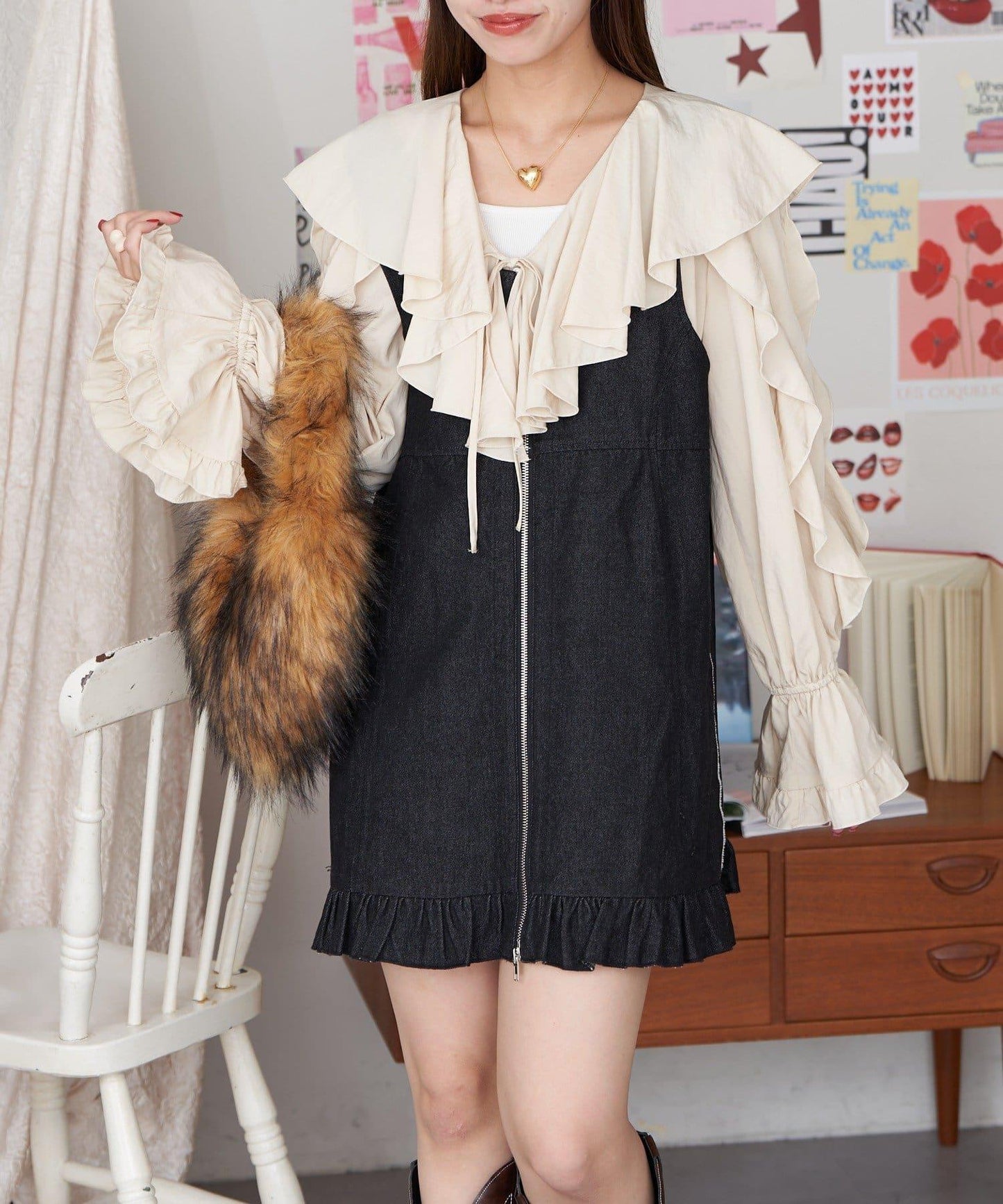 【Ciaopanic】2WAY牛仔荷葉邊連衣裙