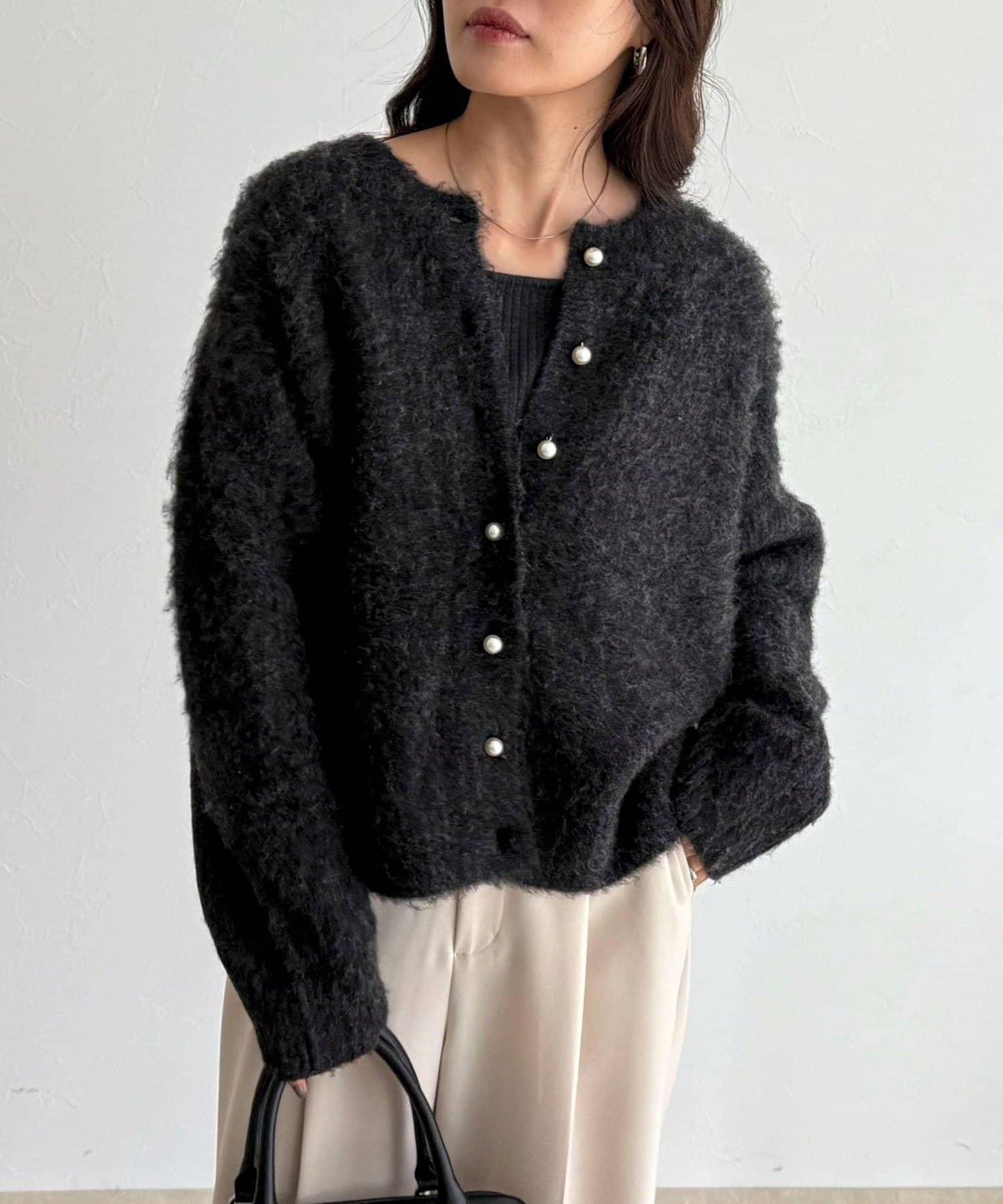 蓬鬆磨毛針織開衫