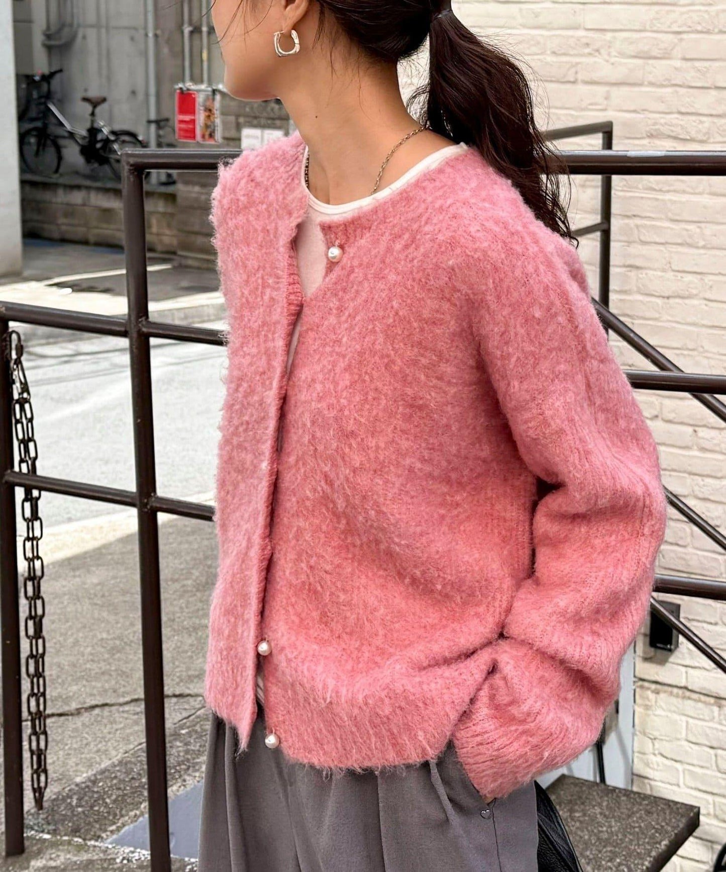 蓬鬆磨毛針織開衫