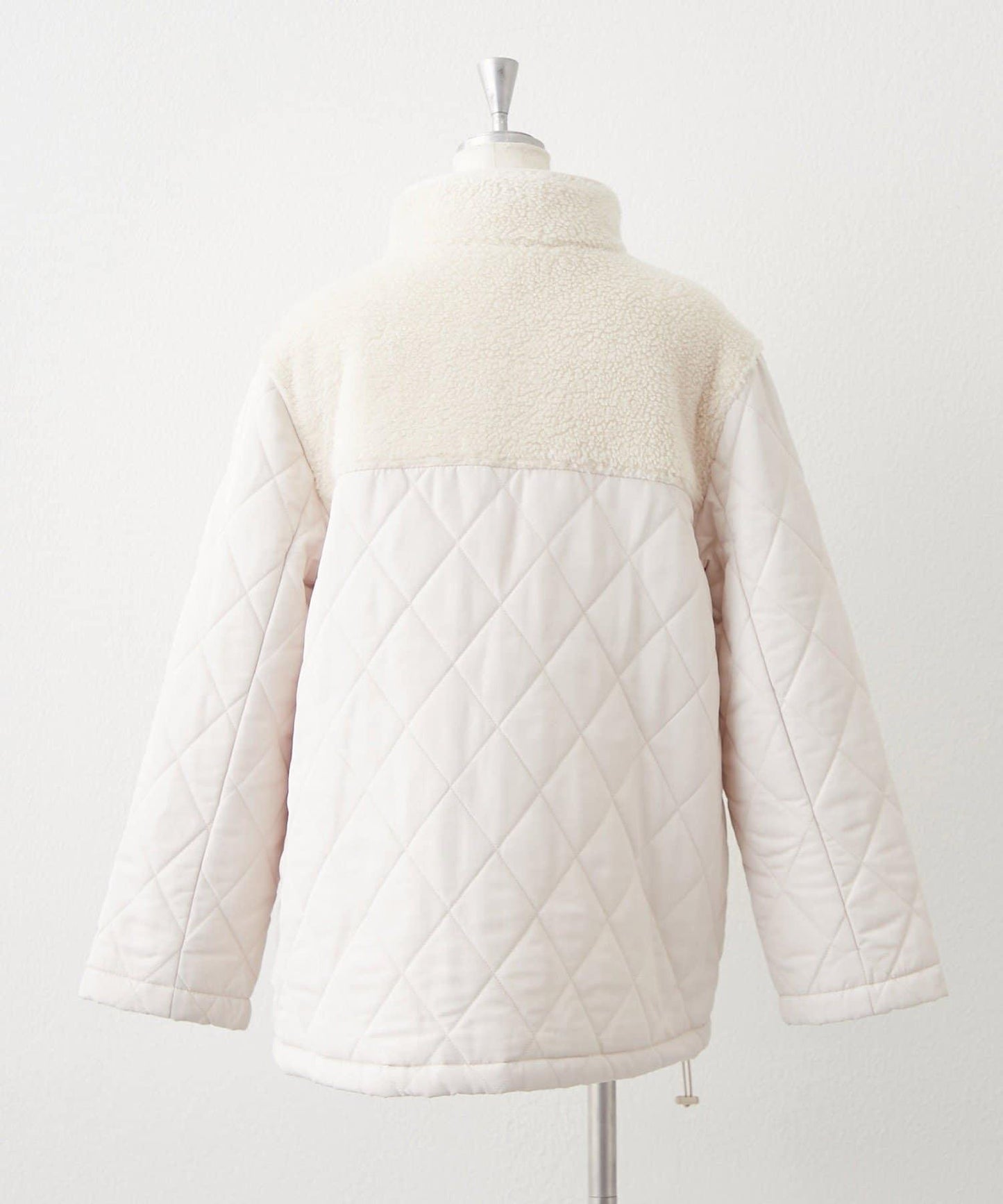 羊羔絨拼接絎縫立領夾克