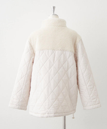 羊羔絨拼接絎縫立領夾克