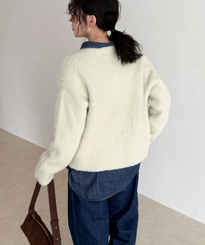 蓬鬆磨毛針織開衫