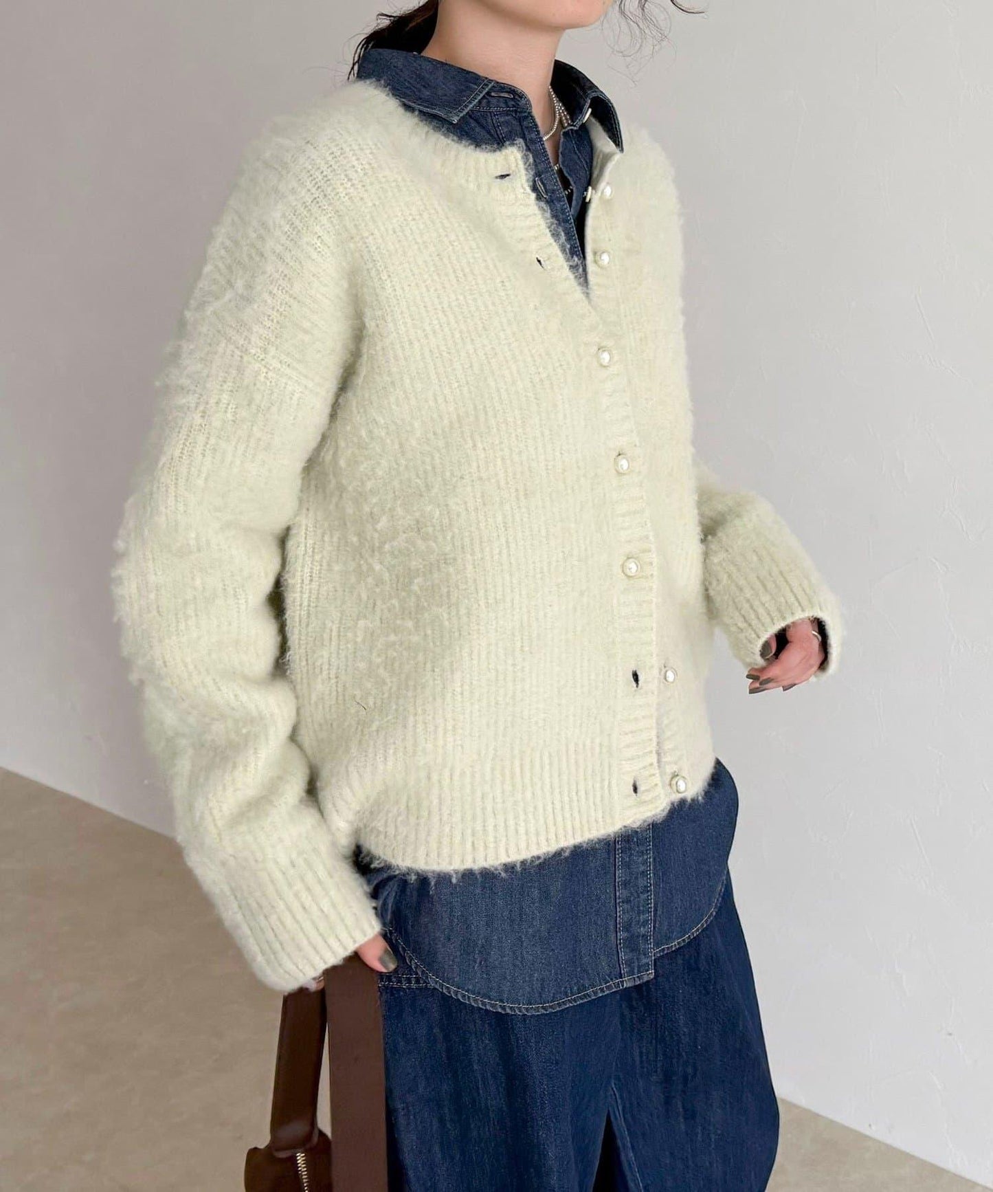 蓬鬆磨毛針織開衫