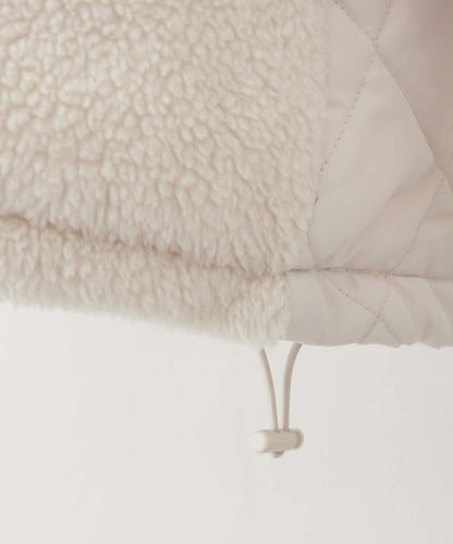 羊羔絨拼接絎縫立領夾克