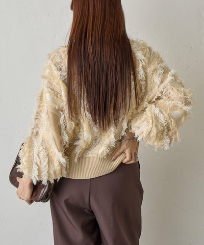 流蘇提花針織套頭衫