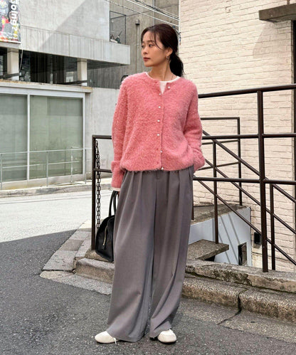 蓬鬆磨毛針織開衫