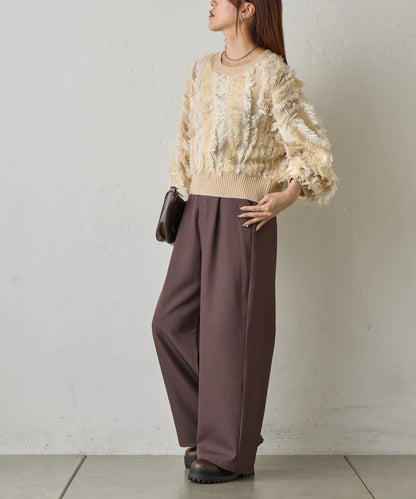 流蘇提花針織套頭衫