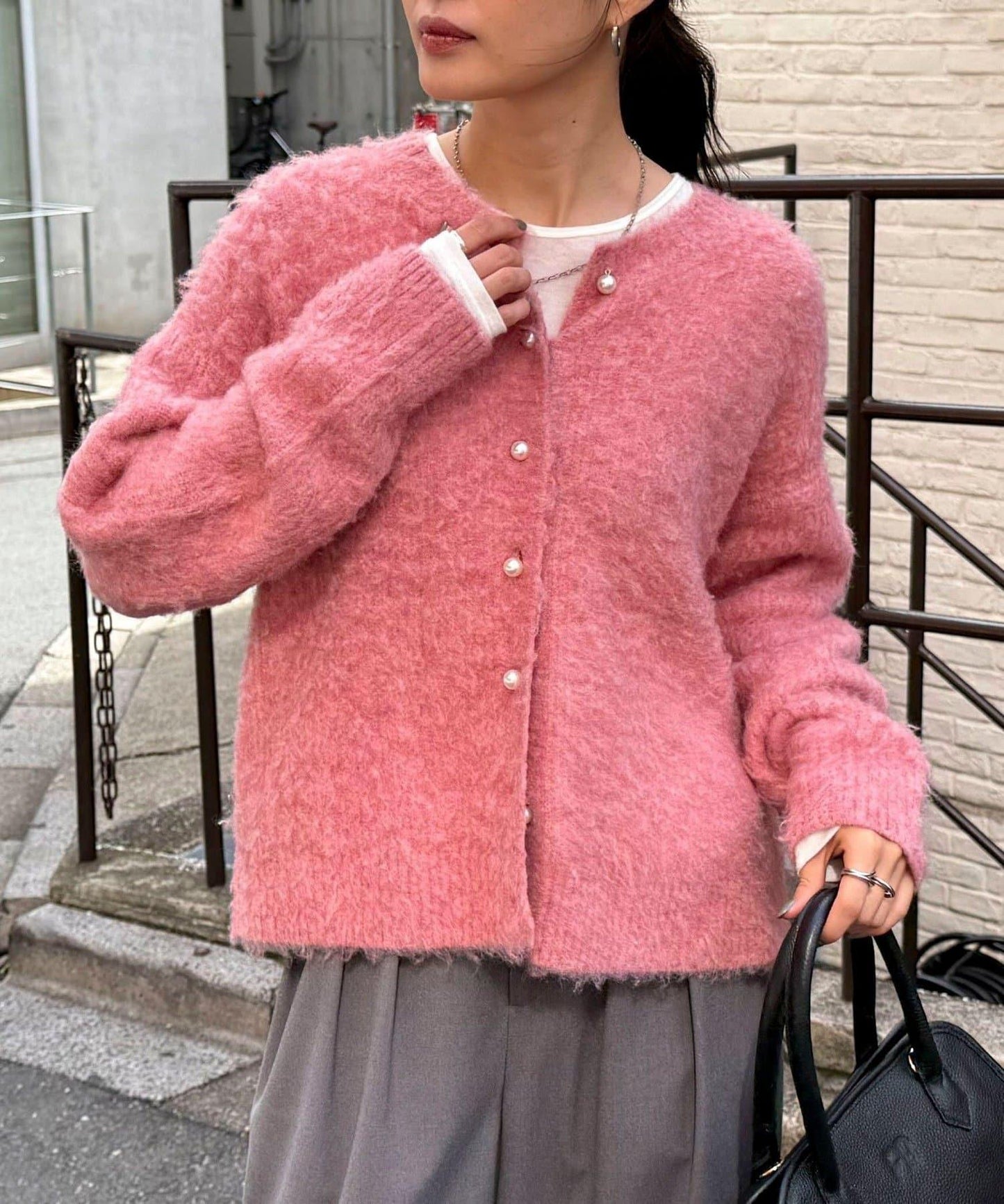 蓬鬆磨毛針織開衫