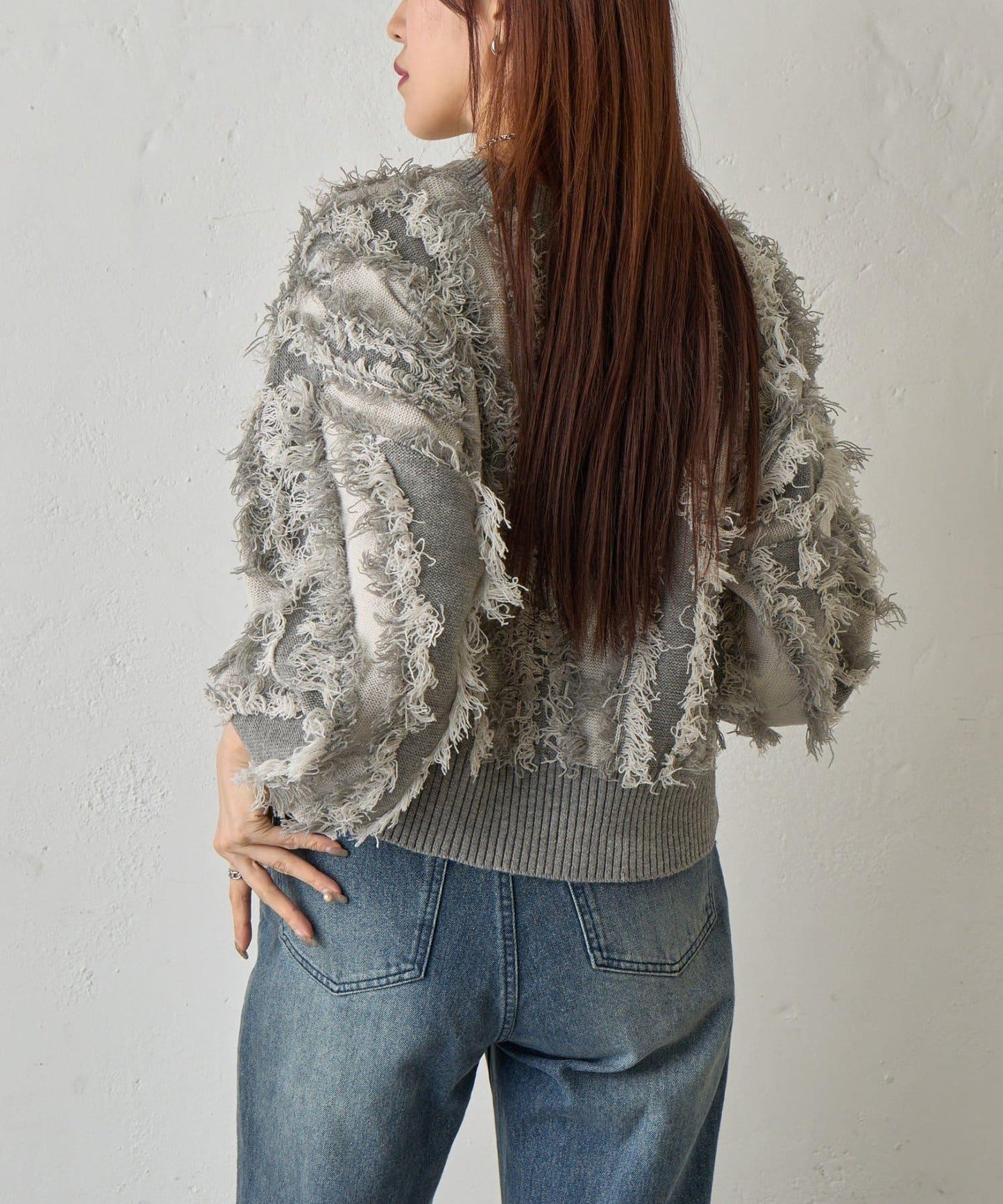 流蘇提花針織套頭衫