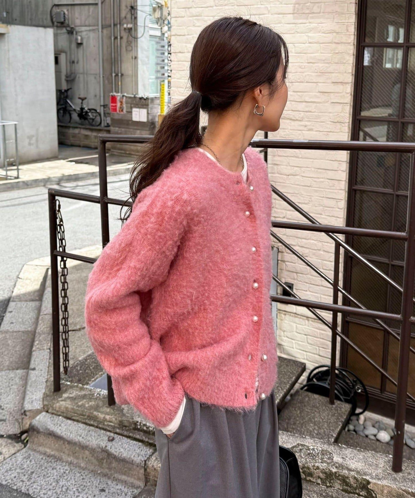 蓬鬆磨毛針織開衫