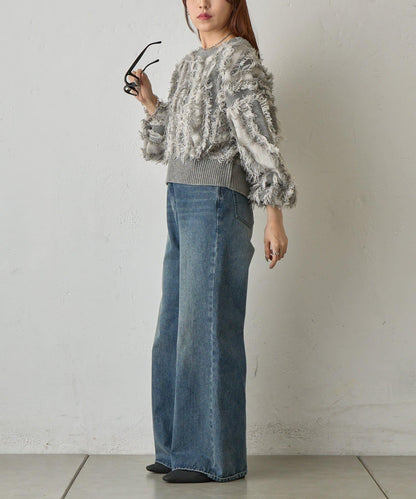 流蘇提花針織套頭衫