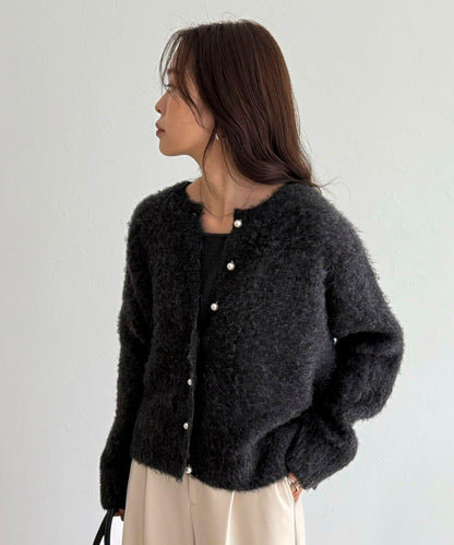 蓬鬆磨毛針織開衫