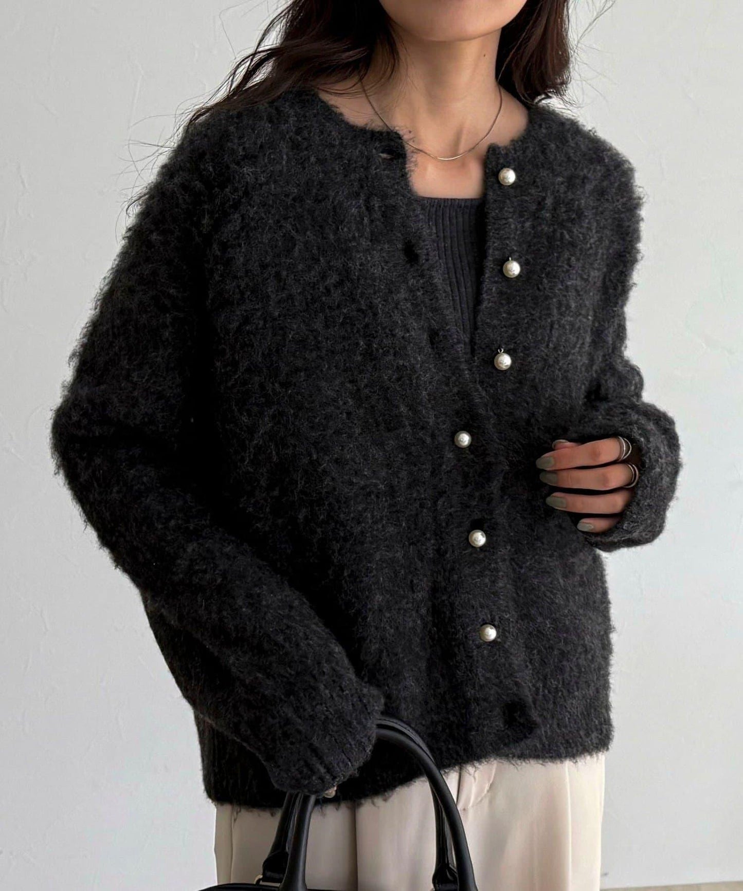 蓬鬆磨毛針織開衫