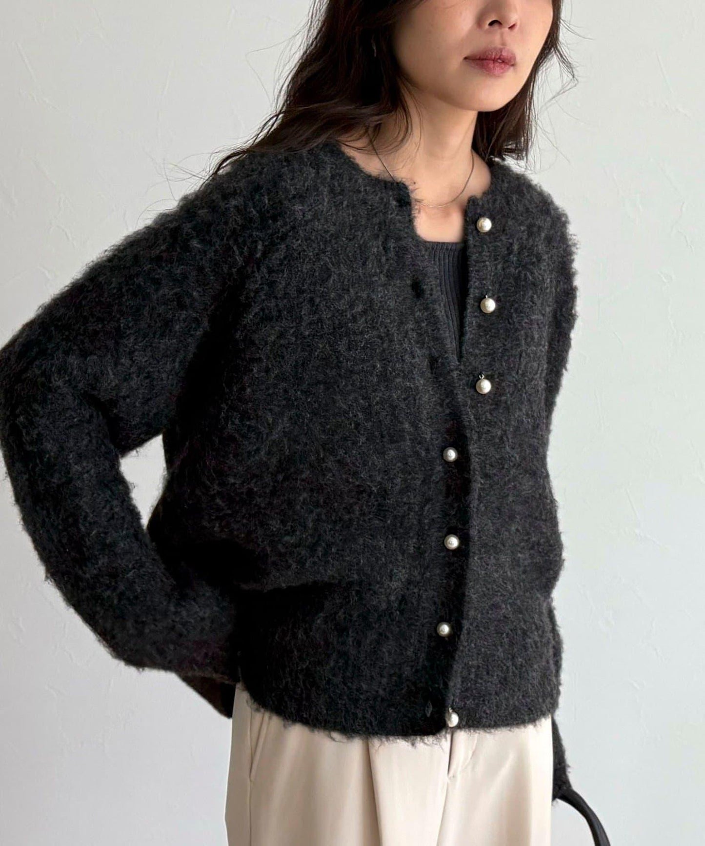 蓬鬆磨毛針織開衫